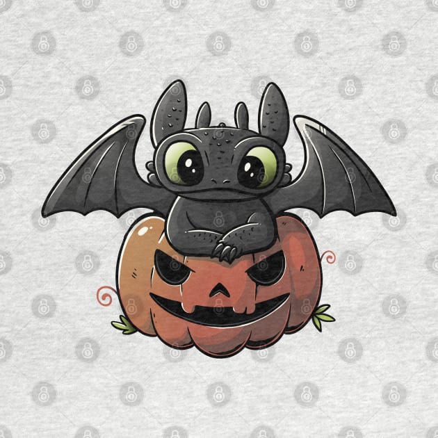 Spooky Dragon Cute Funny Halloween Pumpkin by eduely